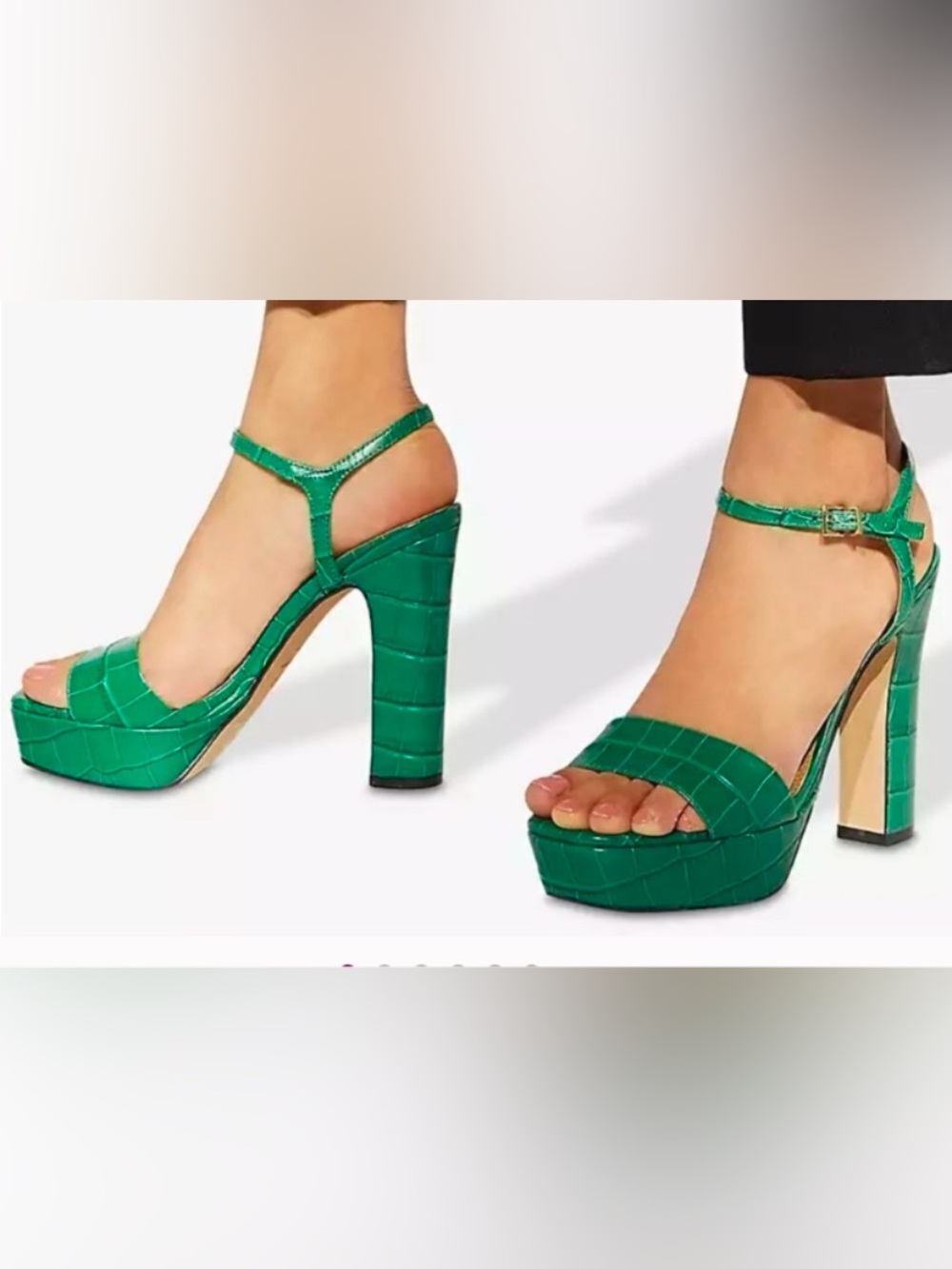 Guess Green Croc-Embossed Platform Sandals
